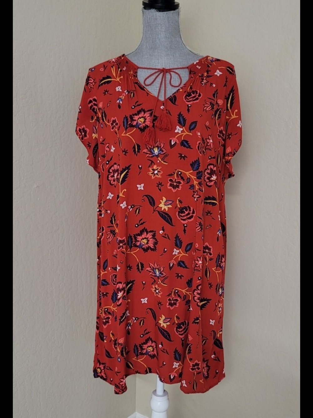 Old Navy Red Floral Boho Sheath Dress XL